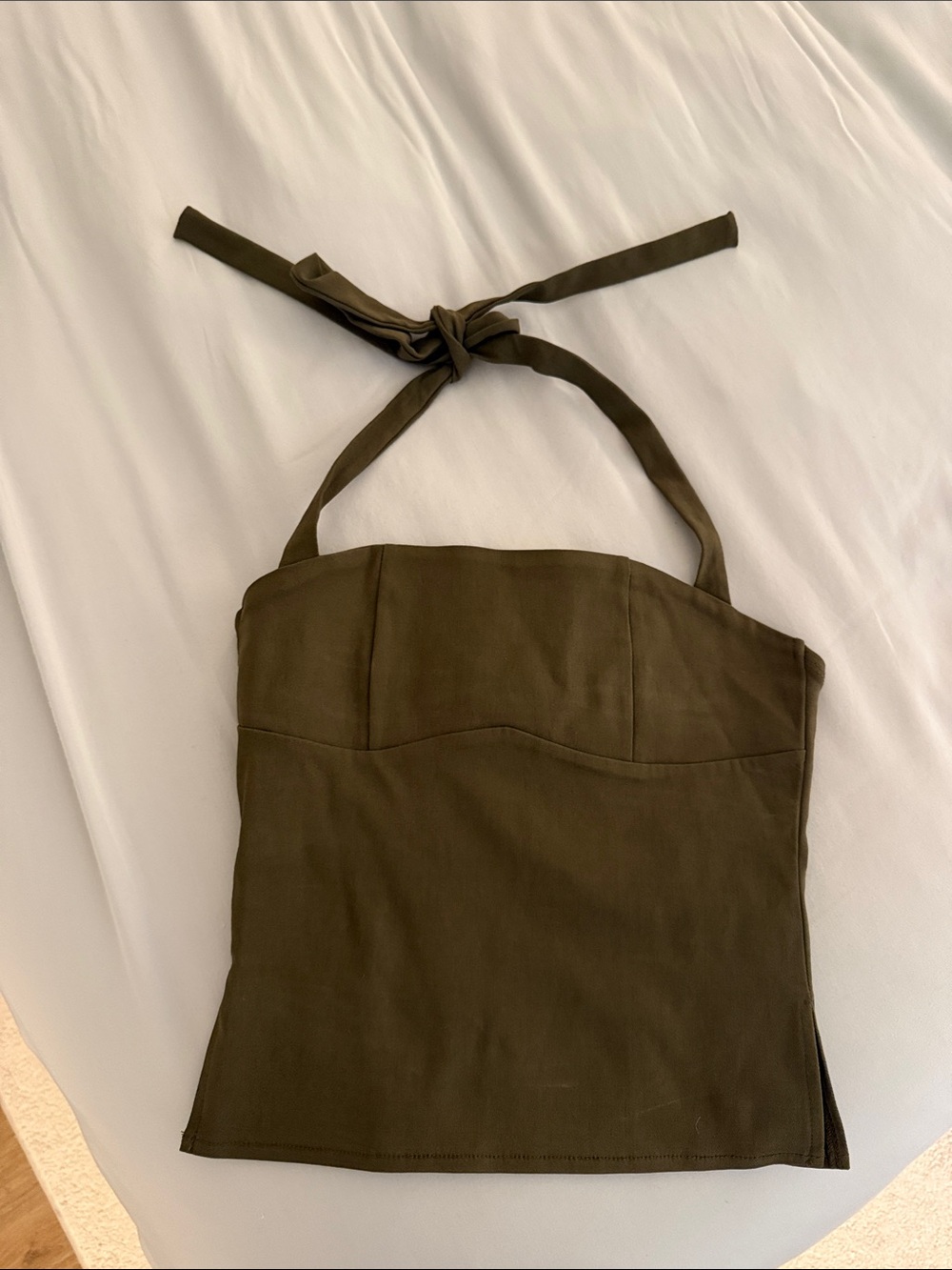 Edikted Olive Halter Top with Tie Neck